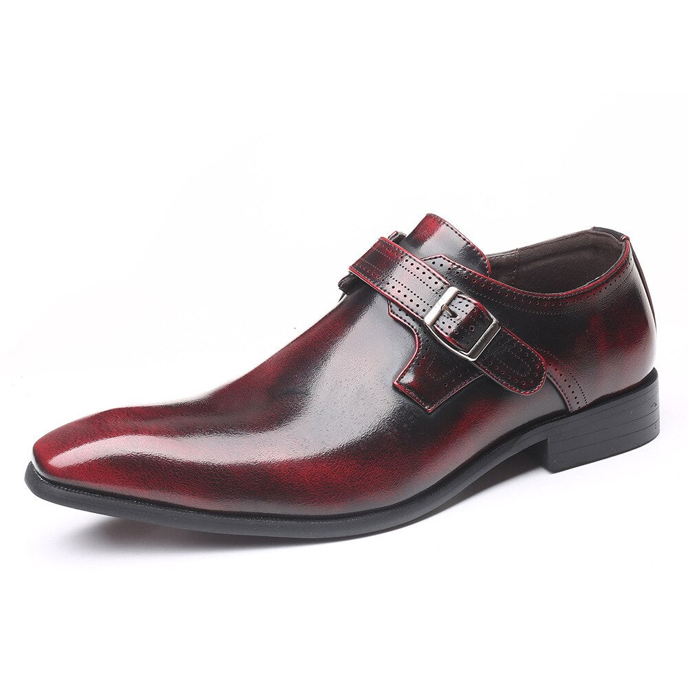 Italian Fashion Men Black Brown Dress Shoes Genuine Leather Slip On Man