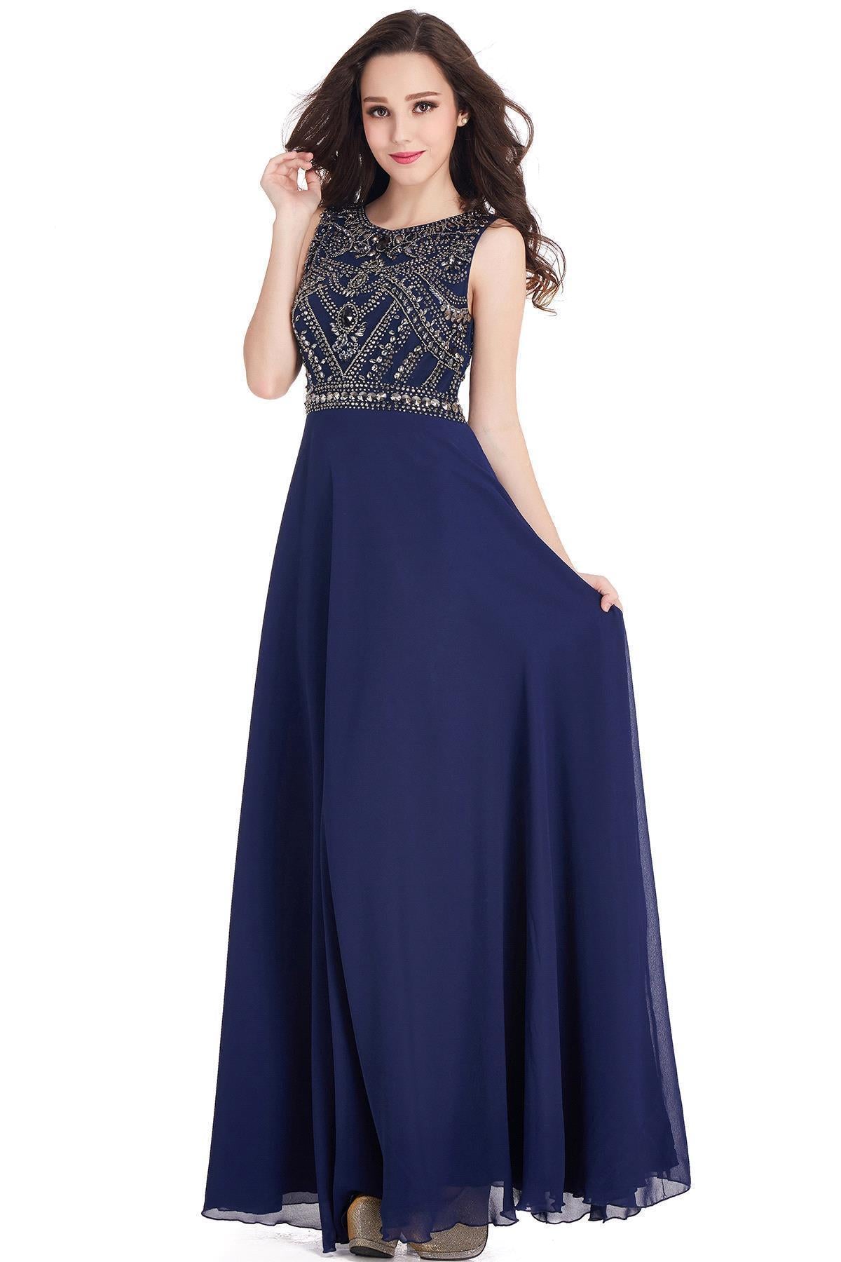 Homecoming Dresses: Prom Dresses A-line Sleeveless Crystals Beaded Elegant