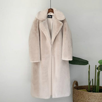 Elegant Long Winter Faux Fur Coat Women Fashion Plush Fur Coats Loose