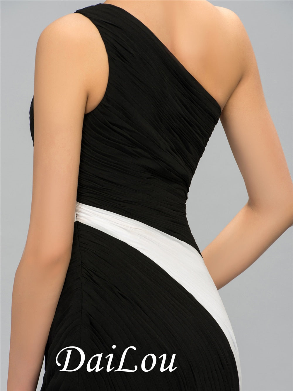 Homecoming Dresses: Floor-Length Sleeveless Black & White Contrast Color