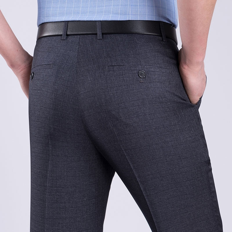 Summer Men Business Thin Silk Pants 29-56 Male Big Size Formal Classic