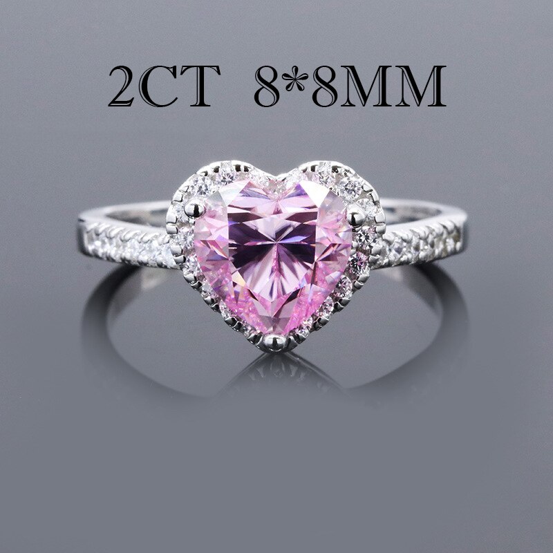 Super Flash 2CT Pink Heart-Shaped Moissanite Ring GRA Certificate Wedding Party
