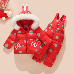 Russian Winter Suit for Children Baby Girl Down Jacket and Pants