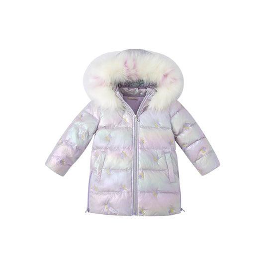 winter baby girls fashion  color hooded down coat