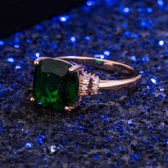 HuiSept Fashion Women Ring 925 Silver Jewelry Square Shape 8*8mm Emerald