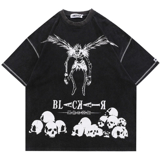 Hip Hop Streetwear Harajuku T Shirt Japanese Death manga Note Print Tshirt