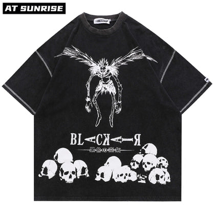 Hip Hop Streetwear Harajuku T Shirt Japanese Death manga Note Print Tshirt