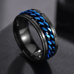 Cool Stainless Steel Rotatable Men Couple Ring High Quality Spinner Chain Rotable