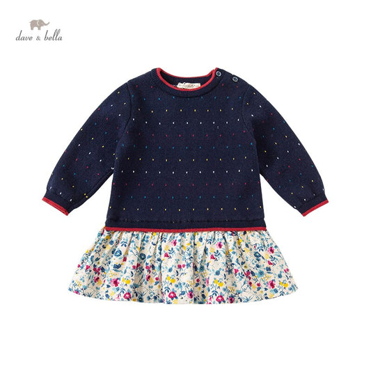 dave bella autumn baby girl cute floral dots sweater dress children fashion