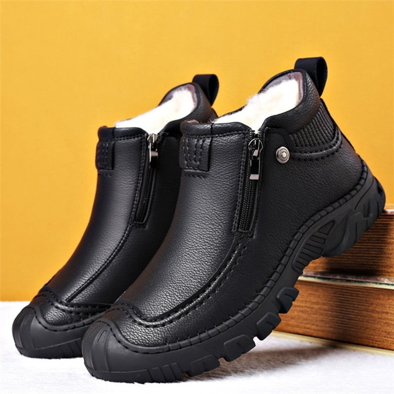 Men Winter Snow Boots Waterproof Leather Sneakers Super Warm Men