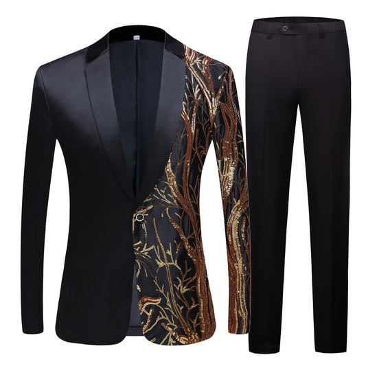 Tuxedo for Mens: Men's black  Sequin Party Blazer Slim Fit Wedding Party Suit Jackets