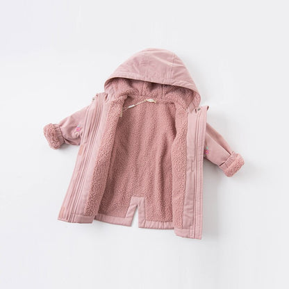 Winter Baby Girls Fashion floral embroidery padded hooded