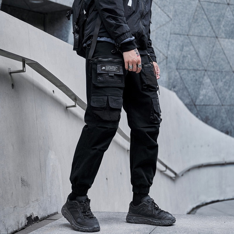 Single Road Mens Cargo Pants Men Fashion Black Baggy Joggers