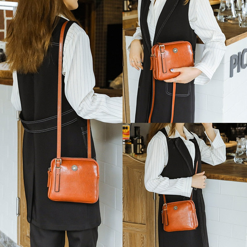 Vintage Style Shoulder Bag Simple Square Crossbody Bags For Women