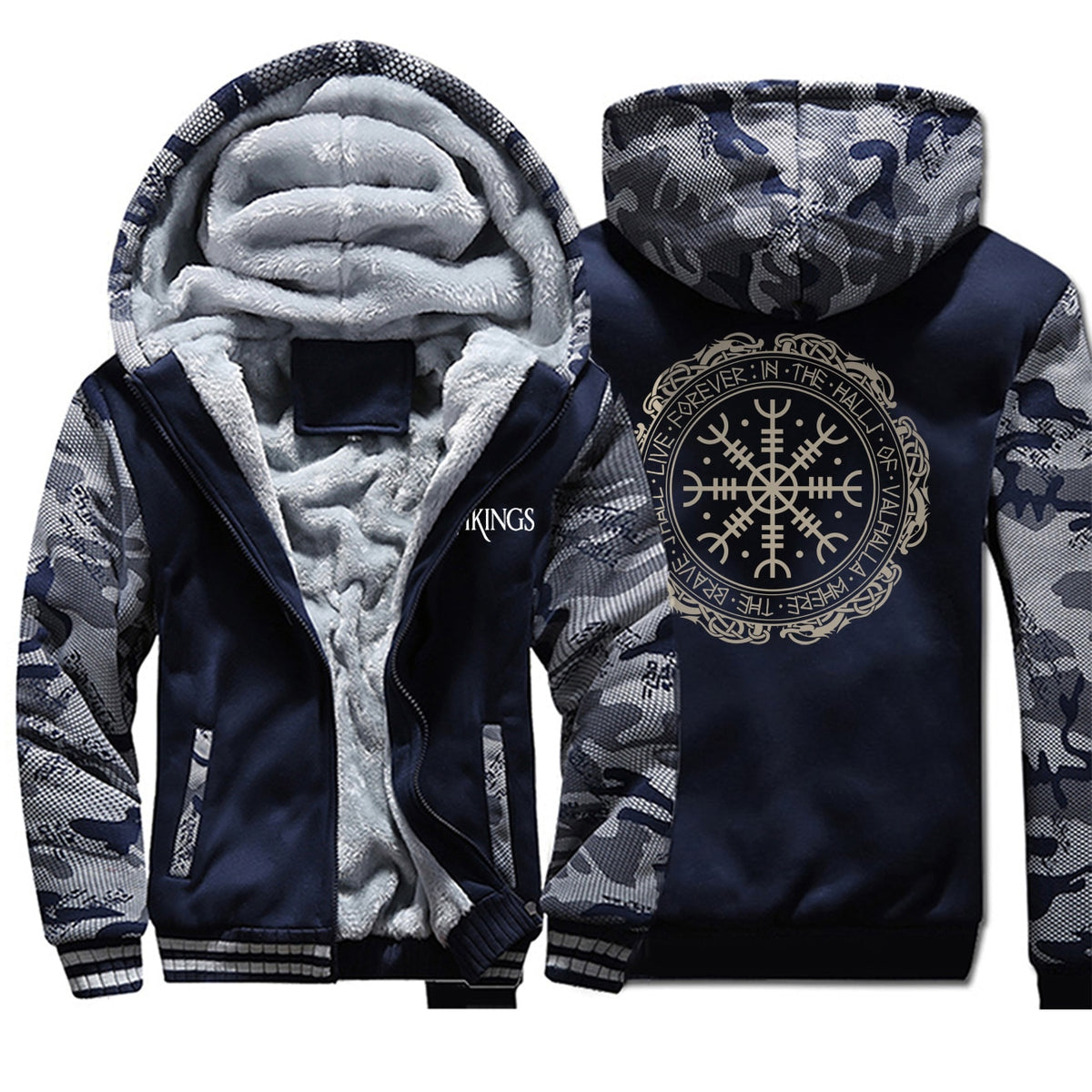 Winter Thick Mens Hoodies Viking Printing Male Jacket Hip Hop Brand