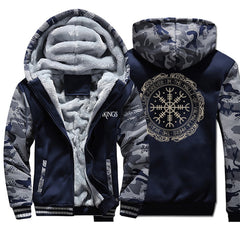 Winter Thick Mens Hoodies Viking Printing Male Jacket Hip Hop Brand