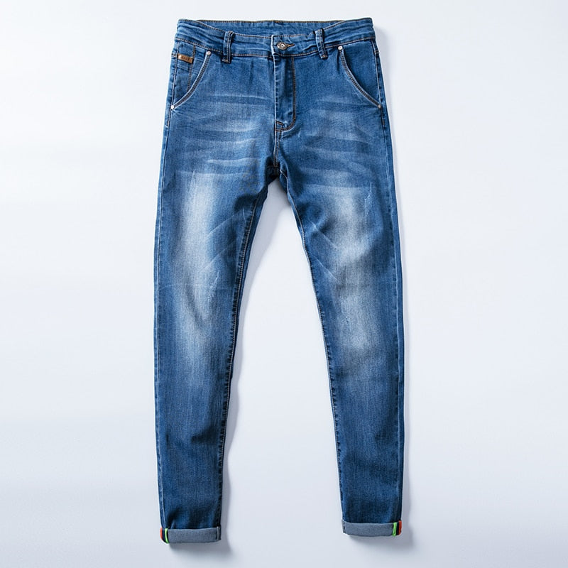 7 Color Men Stretch Skinny Jeans Fashion Casual Slim Fit Denim Trousers Male