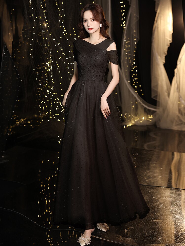 Evening wear Dresses: Off Shoulder A Line Prom Dress  Fashion Sequins