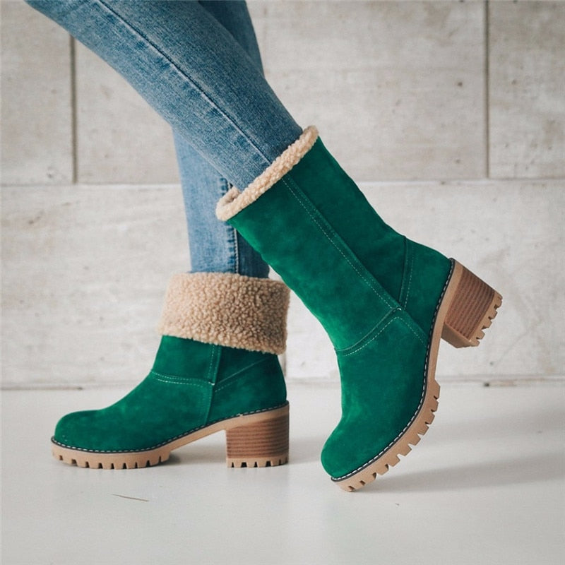 Women Winter Fur Warm Snow Boots Ladies Warm wool booties Ankle Boot