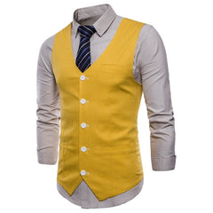 Casual Cotton Linen Mens Suit Vest Slim Fit Single Breasted Sleeveless Waistcoat