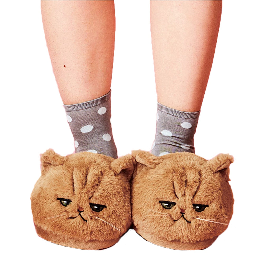 lovely PLUSH KITTEN SOFT ANIMAL Catwoman Plush Slippers Ladies home