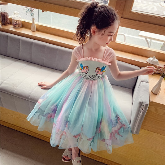 Girls Dress Children Clothing Dream Rainbow Chiffon Hanfu Classical Elegant