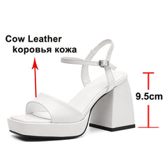 Women Shoes Genuine Leather Super High Heel Platform Thick Heel
