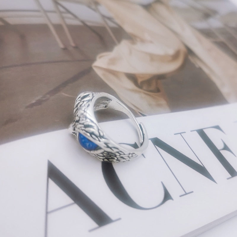 Retro Cute Simple Design Owl Ring Multicolor Eyes Silver Color Men Women