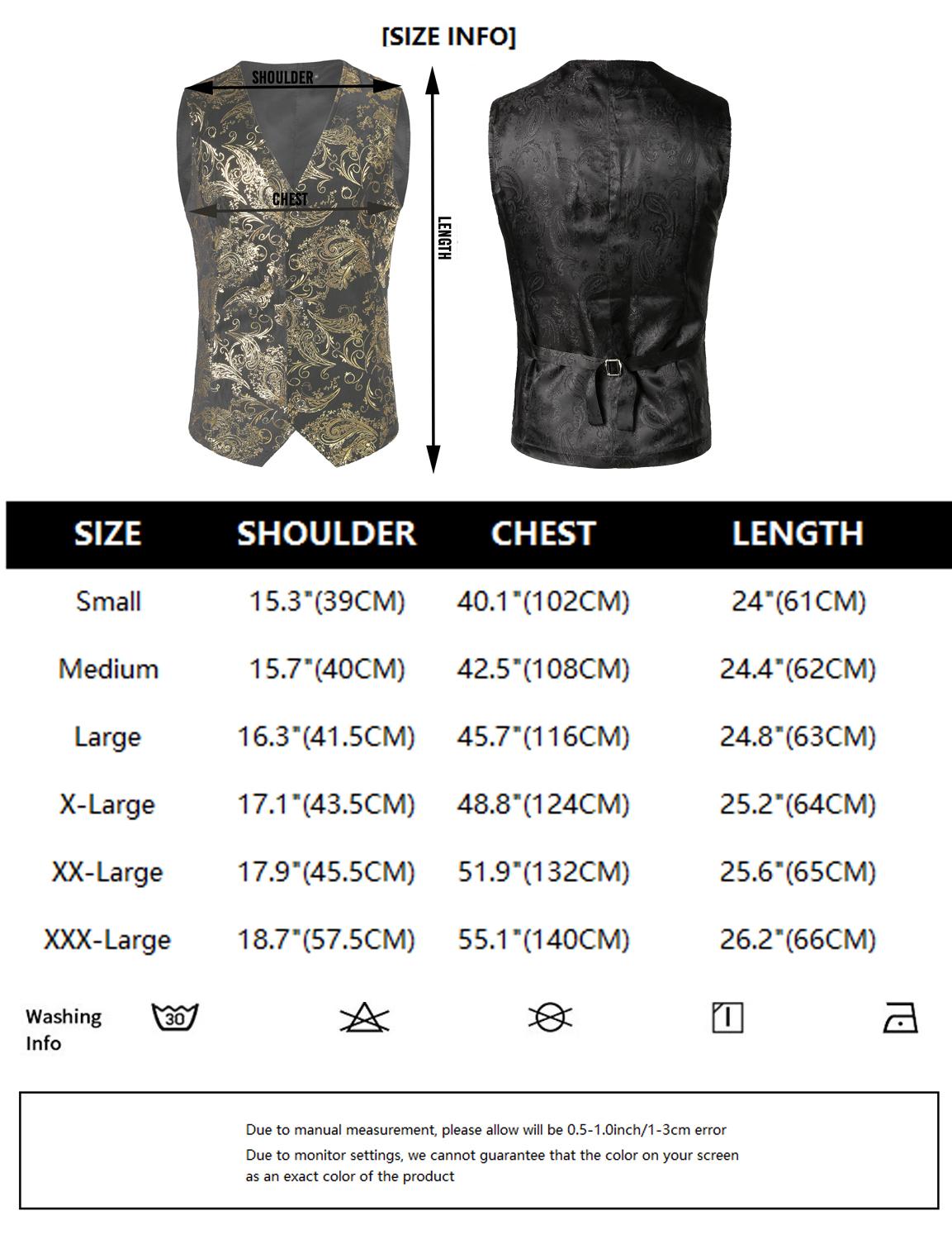 Mens Gold Metallic Paisley Printed Steampunk Vest Single Breasted V Neck