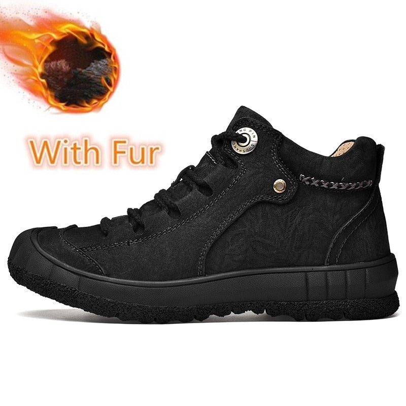 Luxury Outdoor Men's Boots Genuine Leather Casual Shoes Motorcycle