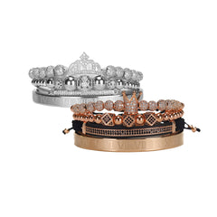 Luxury Royal King Queen Crown charms colorfast Bracelet Stainless steel CZ beads