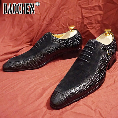 Luxury Men Oxford Shoes Lace up Split Toe Coffee Black Formal Men Dress Shoes