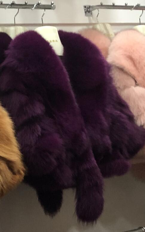 Winter Cloak Warm  Women Cardigan big real Fox Fur Collar Cape Fashion Solid