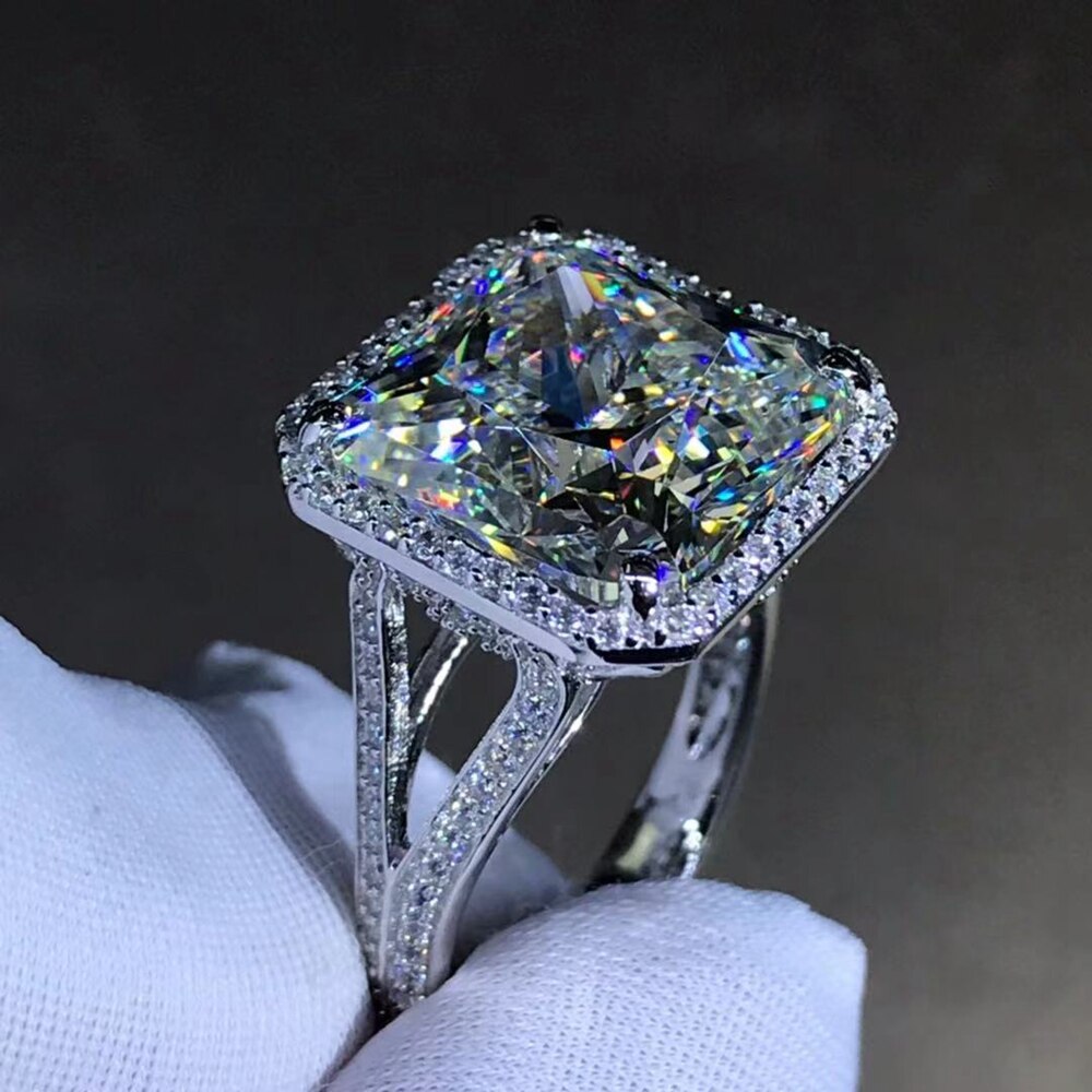 Luxury 925 Sterling Silver 3EX Radiant Cut 8ct D Color Created Moissanite