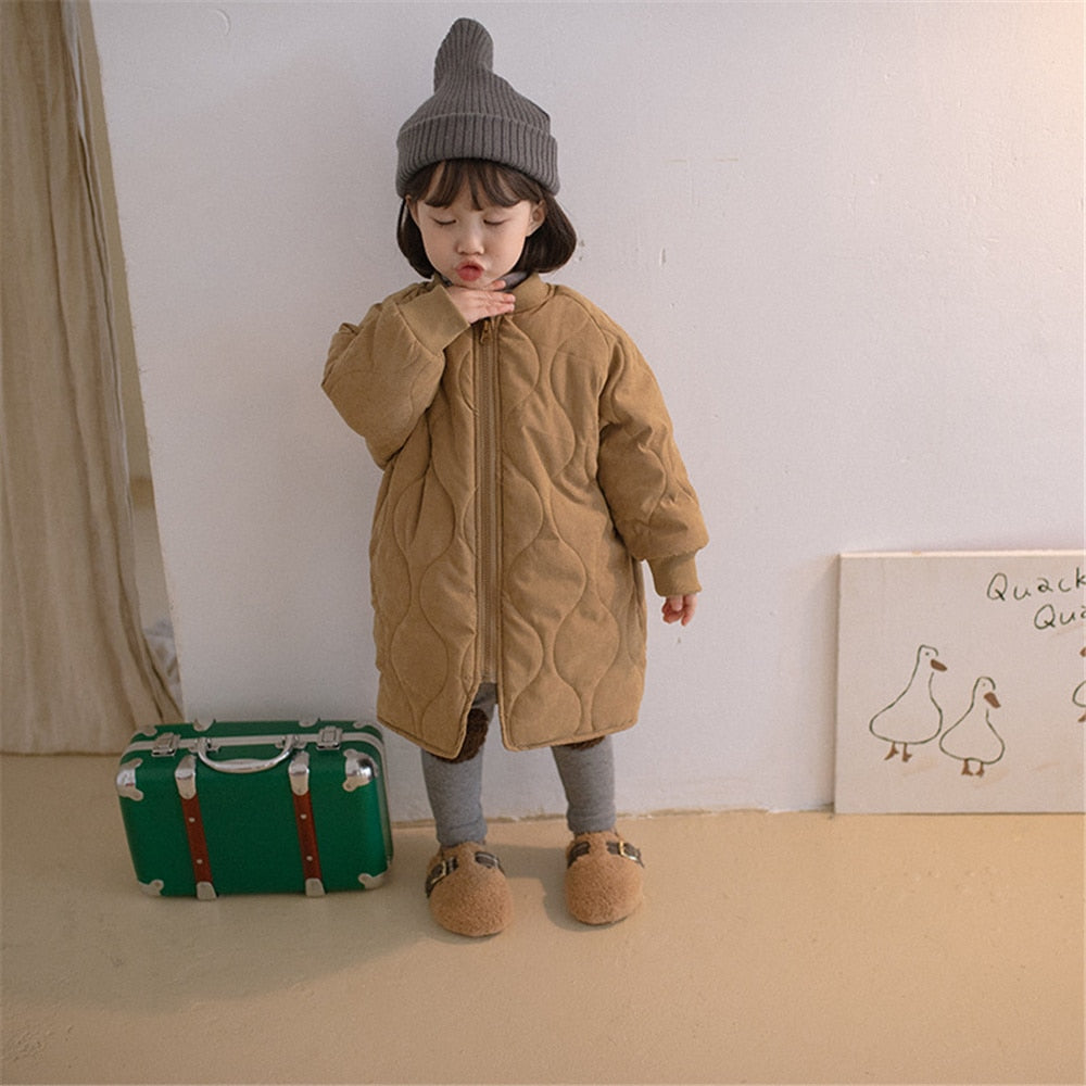 winter children fashion casual mid-length quilted coats boys and girls