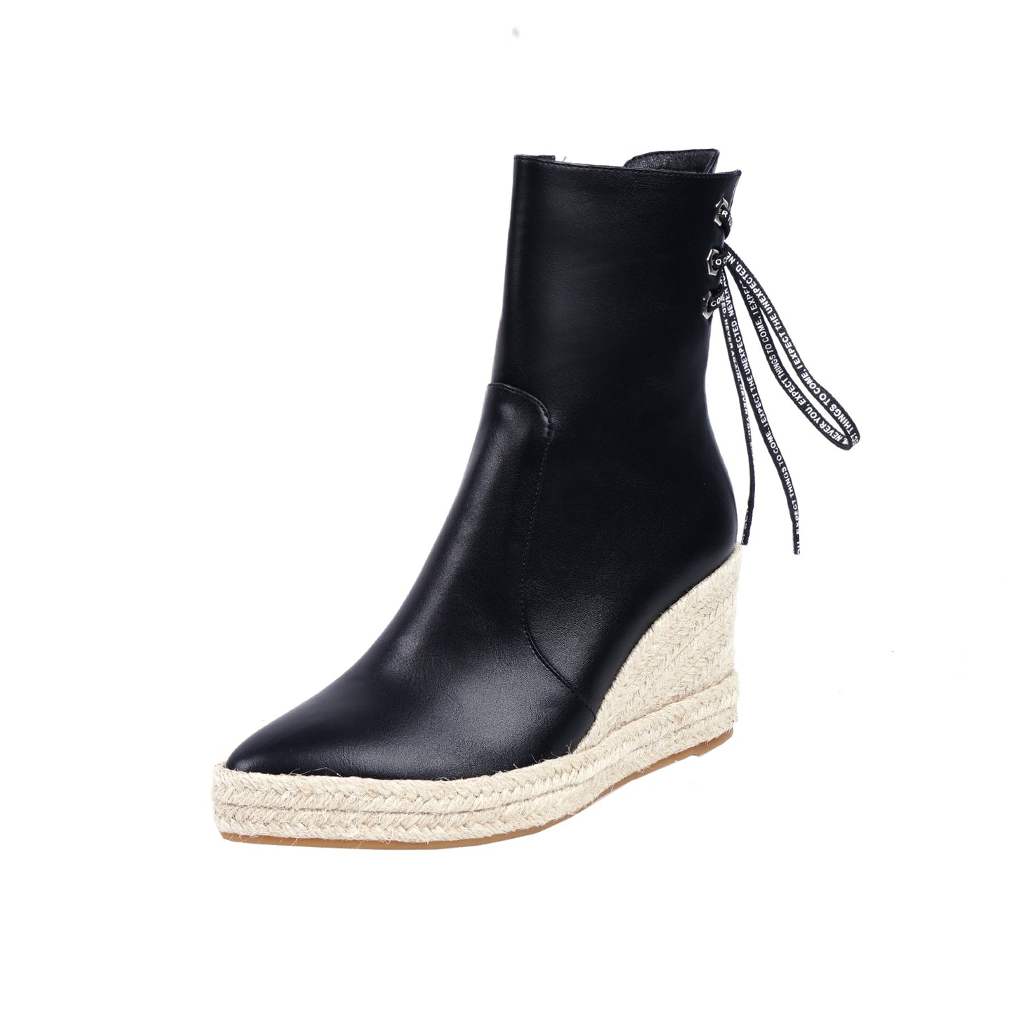 Women Wedge Ankle Boots Casual Lace Up Low Heels Female Platform Shoes