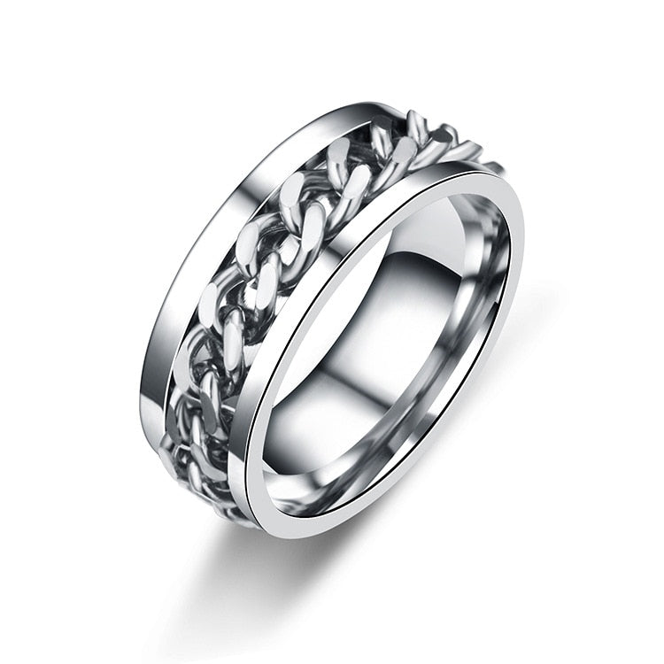 Titanium Steel Rotatable Chain Rings for Women Men Spinner Ring Multifunctional