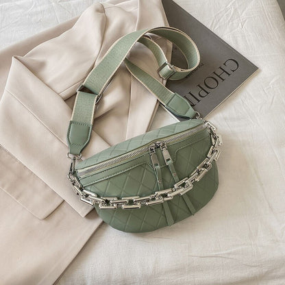 Thick Chain Waist Bag Women Luxury Leather Fanny Pack Female Fashion