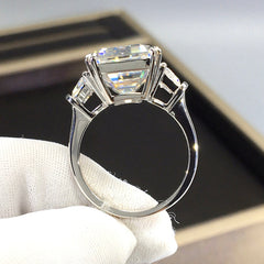 Real 18K AU750 Platinum 10CT 11×15MM Moissanite Ring Passed