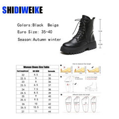 Woman Ankle Boots Flat Heel Shoes Women Lace Up Winter Autumn Shoes