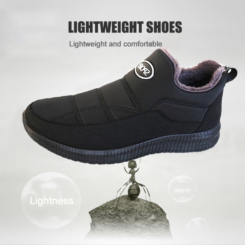 WOTTE Mens Boots Winter Keep Warm Snow Boots Fashion Plush Cotton Shoes