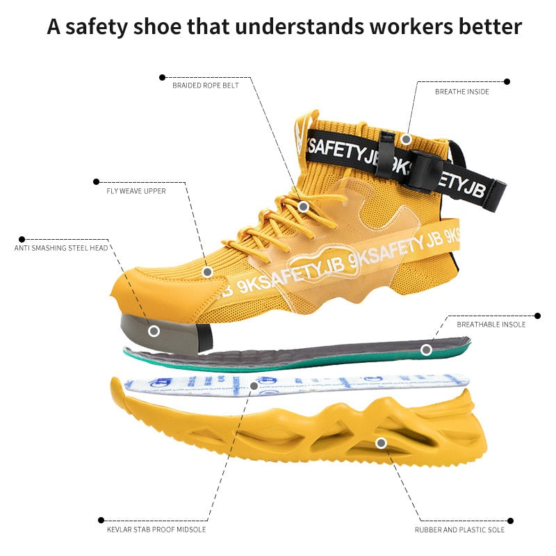 Work Safety Shoes Men Safety Boots Anti-smash Work Shoes With Steel