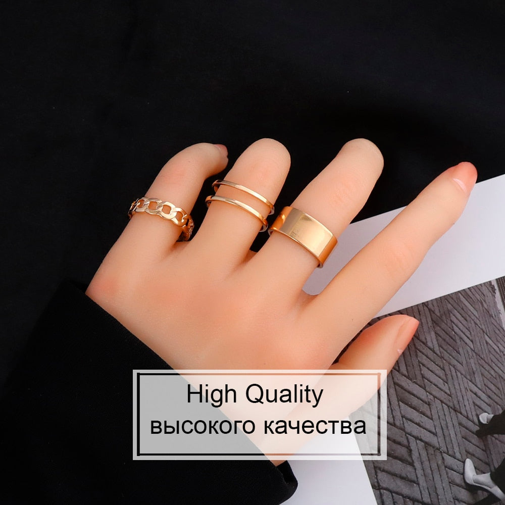 Punk Metal Geometry Circular Punk Rings Set Opening Index Finger