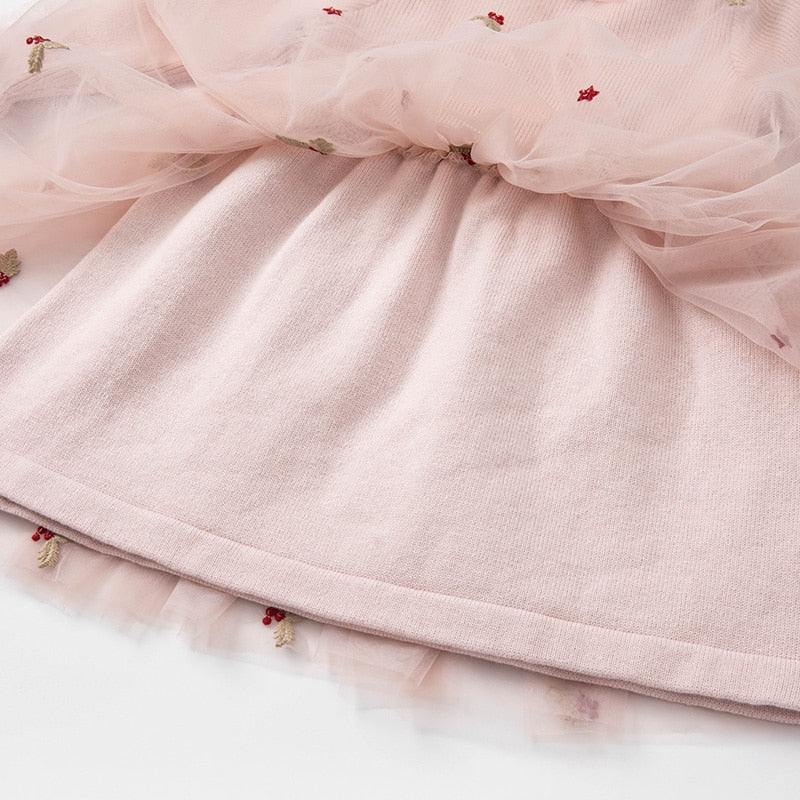 winter baby girl cute bow stars mesh sweater dress children fashion party dress