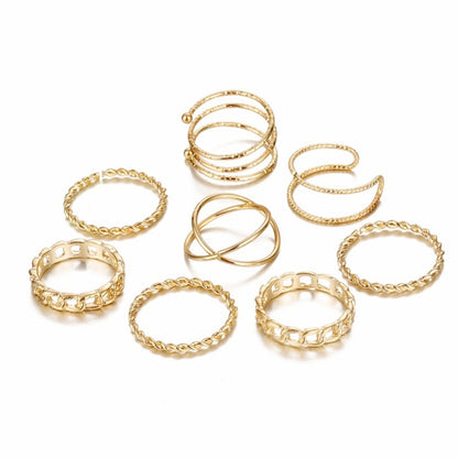 Original Design Gold Color Round Hollow Geometric Rings Set For Women