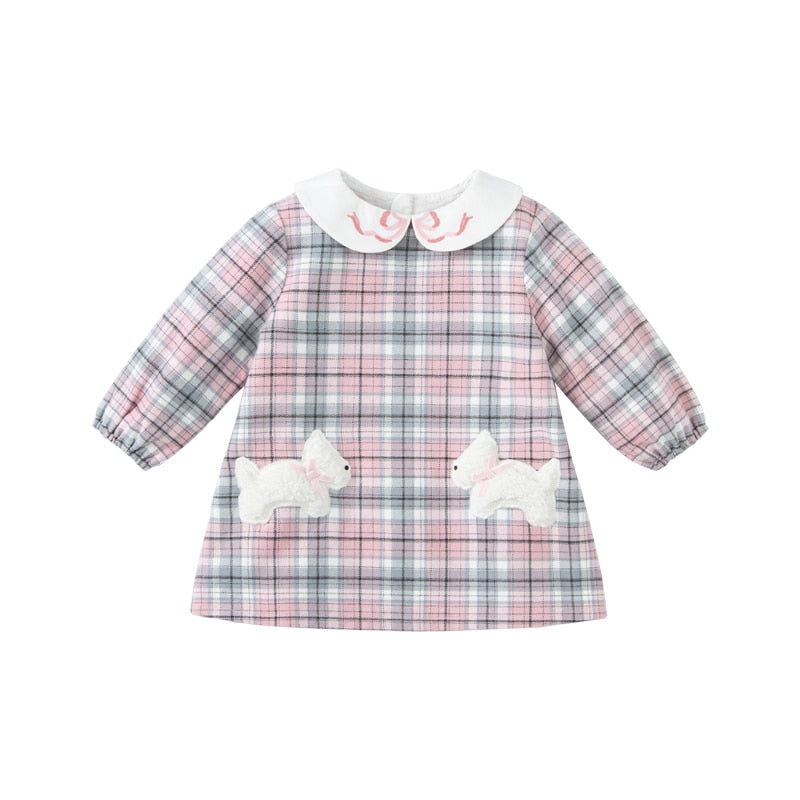 dave bella autumn baby girl cute cartoon plaid print dress children fashion party