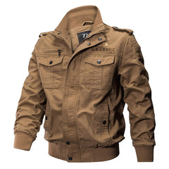 Plus Size Military Bomber Jacket Men Spring Autumn Casual Multi-pocket