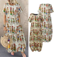 Women Summer Sundress ZANZEA Stylish Cartoon Print Maxi Dress Casual