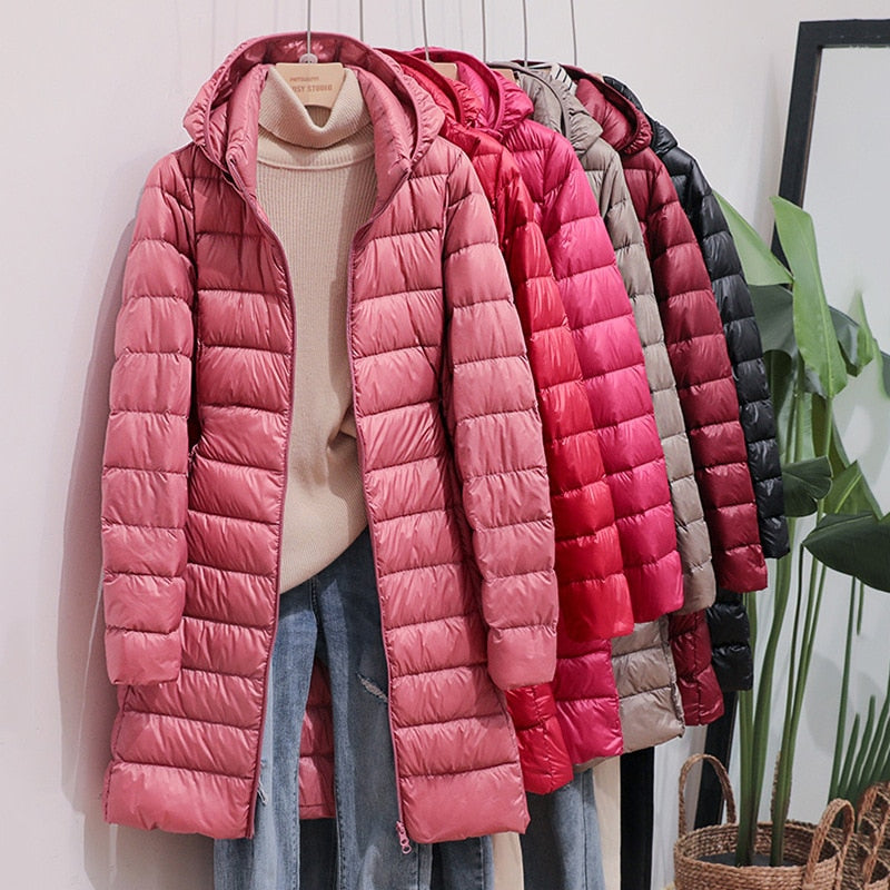 SEDUTMO Winter  Womens Down Jackets Long Ultra Light Thin Casual Coat