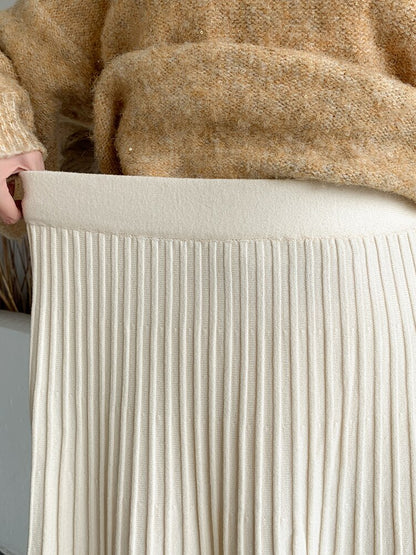 Knitted Long Maxi Skirt Women Fall Winter Casual Solid Thick Warm